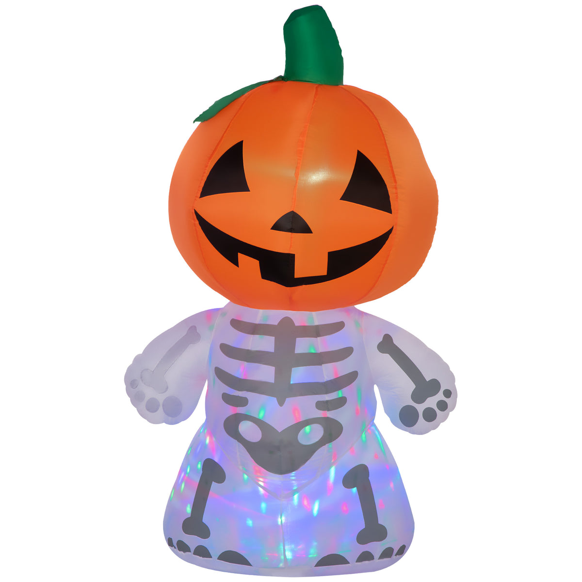 6ft Halloween Inflatables Outdoor Decorations, Smiling Skeleton Ghost with Pumpk