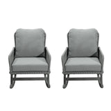 Gray Wicker Rocking Chair with Cushions