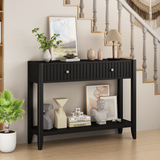 Engineered Wood Console Table with Storage Black
