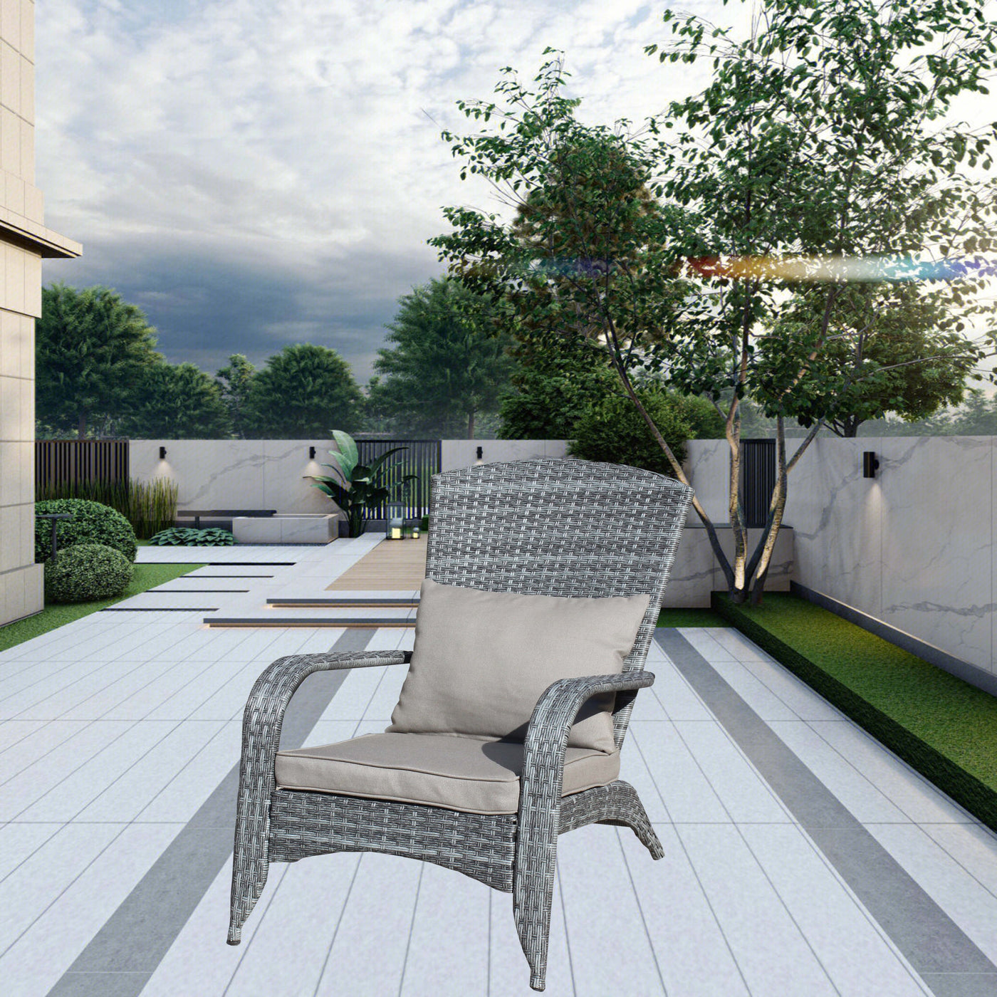 Grey Patio Chair with Cushions