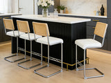 Set of 4 Faux Leather Bar Stool White