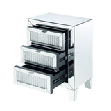 Mirrored Accent Table - Faux Diamond Inlay - Three Drawers