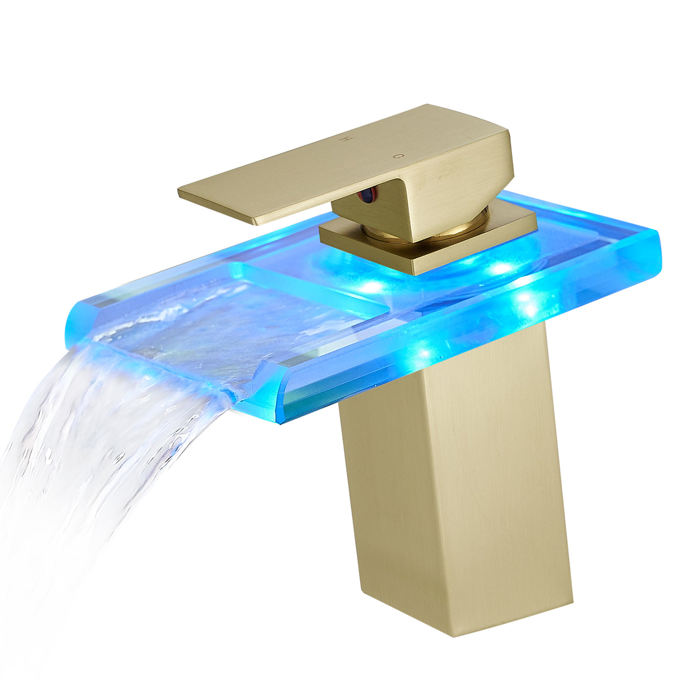 LED Waterfall Bathroom Sink Faucet Black Single Handle