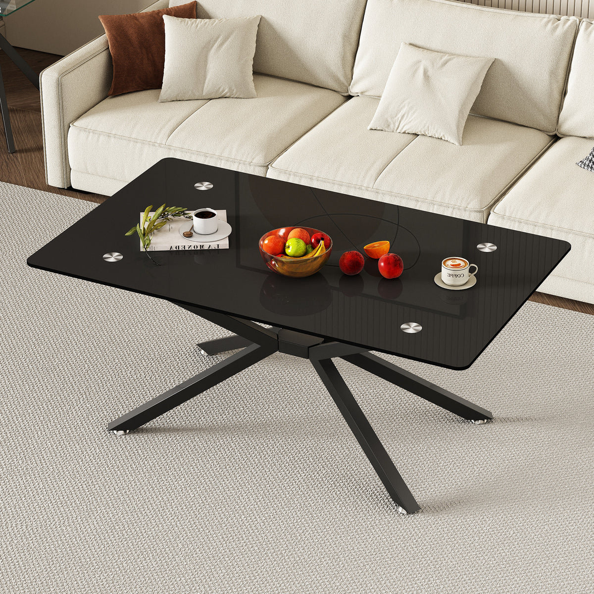 Glass Dining Table Black 43"