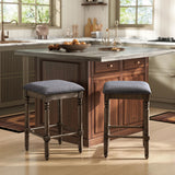 Swivel Counter Stools - Rubber Wood - Washed Gray - Set of 2