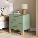 Solid Wood Nightstand Sage Green