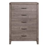 Brownish Gray 5 Drawer Bedroom Chest Melamine Dresser