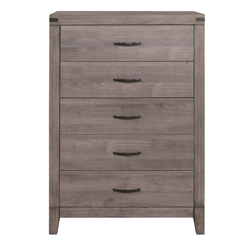 Brownish Gray 5 Drawer Bedroom Chest Melamine Dresser