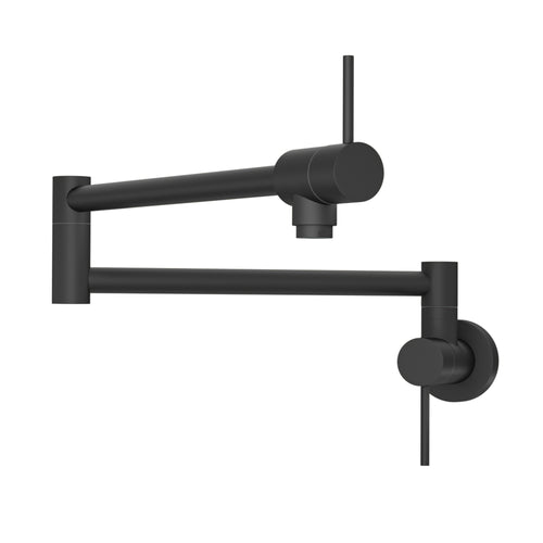Wall Mount Pot Filler Faucet Dual Handle Matte Black Brass