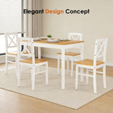 Solid Wood Dining Set Ancient White