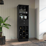 Black Bar Cabinet with Wine Rack and 2 Drawers