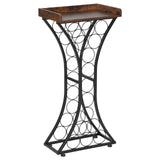 15 Bottle Freestanding Wine Rack Cabinet Black Wood Tabletop