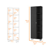 Linen Cabinet with Mirror - Open Shelves - Space Saving - Black
