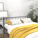 Queen Metal Platform Bed with Headboard Black