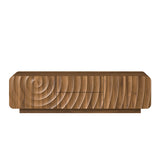 TV Stand Floating Base Spiral Wave Walnut for 60" TVs