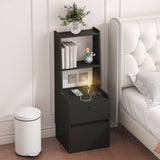 Engineered Wood Nightstand Black