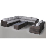 Outdoor Patio Set HDPE Wicker Espresso 11 Piece Seats 8 Assembled