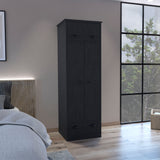 Black Armoire with 1 Drawer and 1 Hinged Drawer