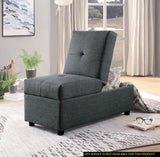 Gray Convertible Storage Ottoman Chair Foam Cushioned Fabric