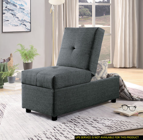 Gray Convertible Storage Ottoman Chair Foam Cushioned Fabric