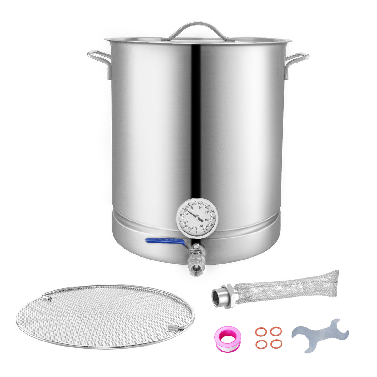 Stainless Steel Kettle, 16 GALLON Brewing Pot, Tri Ply Bottom for Beer