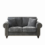 Modern 2-Seater Sofa with Rolled Arms, Gray Fabric, 63