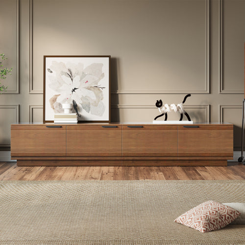 78" Modern TV Stand Entertainment Center Soft-Close Fluted Door