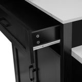 K&K 82.7 inch Kitchen Island with Extendable Dining Table for 4-6 Person,Faux Ma