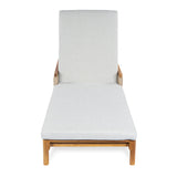 Chaise Lounge Acacia Wood Wicker Gray Cushion 4 Position 76.77in