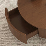 Round Solid Wood Coffee Table with Storage Walnut