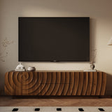 TV Stand Floating Base Spiral Wave Walnut for 60" TVs