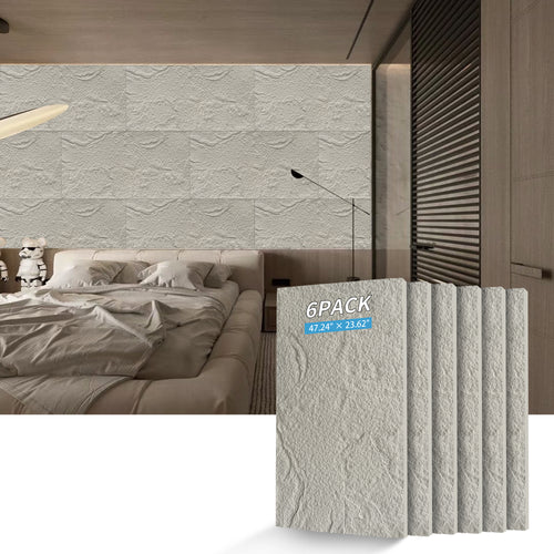 3D Faux Stone Wall Panels, 6 PCS PU Wainscoting Panel for Interior Wall Decor