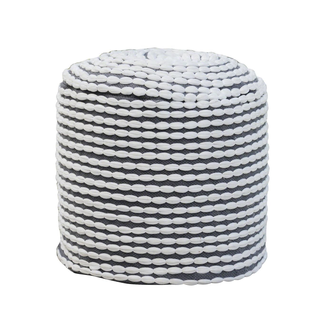 White Waterproof Cylindrical Pouf Ottoman 20x20x18