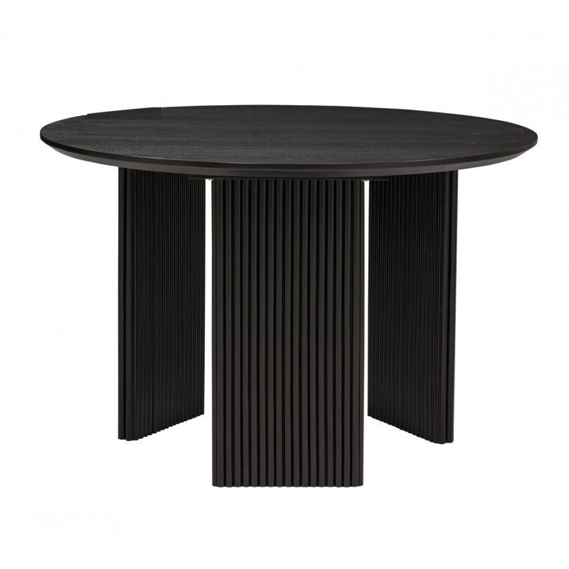 Natural Wood Round Dining Table Fluted Legs Contemporary