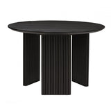 Natural Wood Round Dining Table Fluted Legs Contemporary