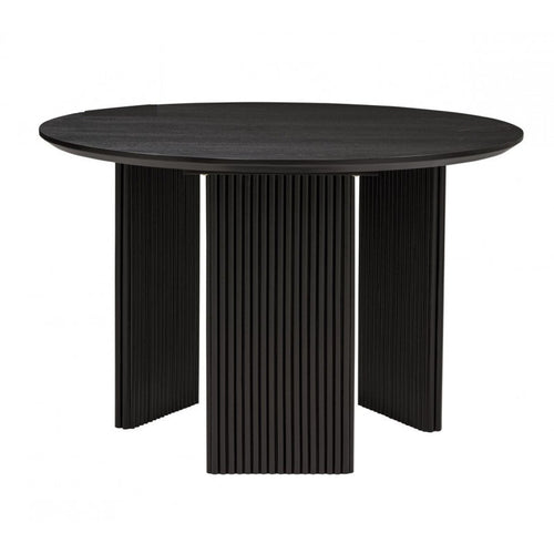 Natural Wood Round Dining Table Fluted Legs Contemporary