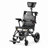 12 Inch Reclining Transport Wheelchair, Lightweight Foldable Aluminum Travel Whe