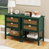 2 Drawer Side table, Naturel Rattan, End table, Suitable for bedroom