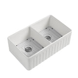 Fireclay Double Basin Farmhouse Kitchen Sink 33" x 20