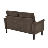 Dark Brown Tufted Loveseat with Polyester Upholstery 56x30x34