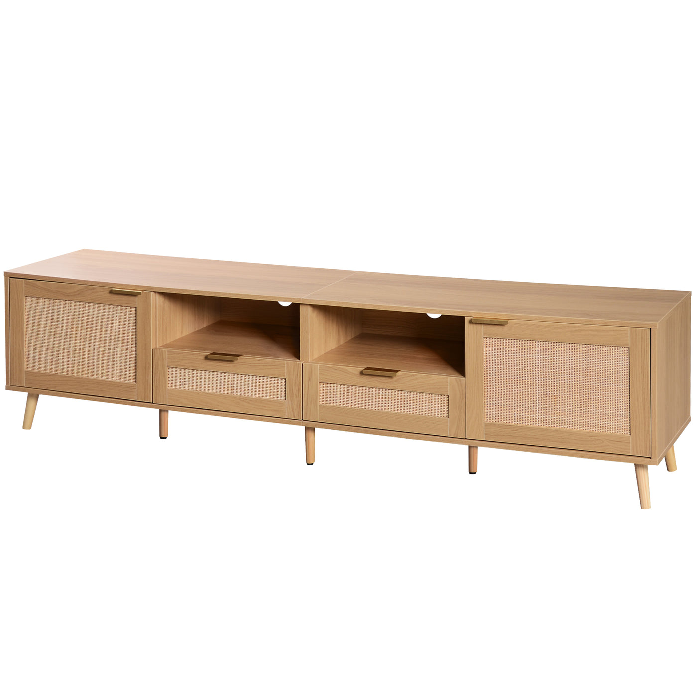 Modern Farmhouse Rattan TV Stand for TVs up to 85