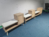 2-in-1 Shoe Storage Bench, PP Rattan Shoe Cabinet with 2 Adjustable Shelves