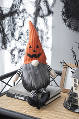 Set of 2, 8.3x4.7x23.5' Fabric Sitting Gnome with Orange Knit Hat, for Halloween