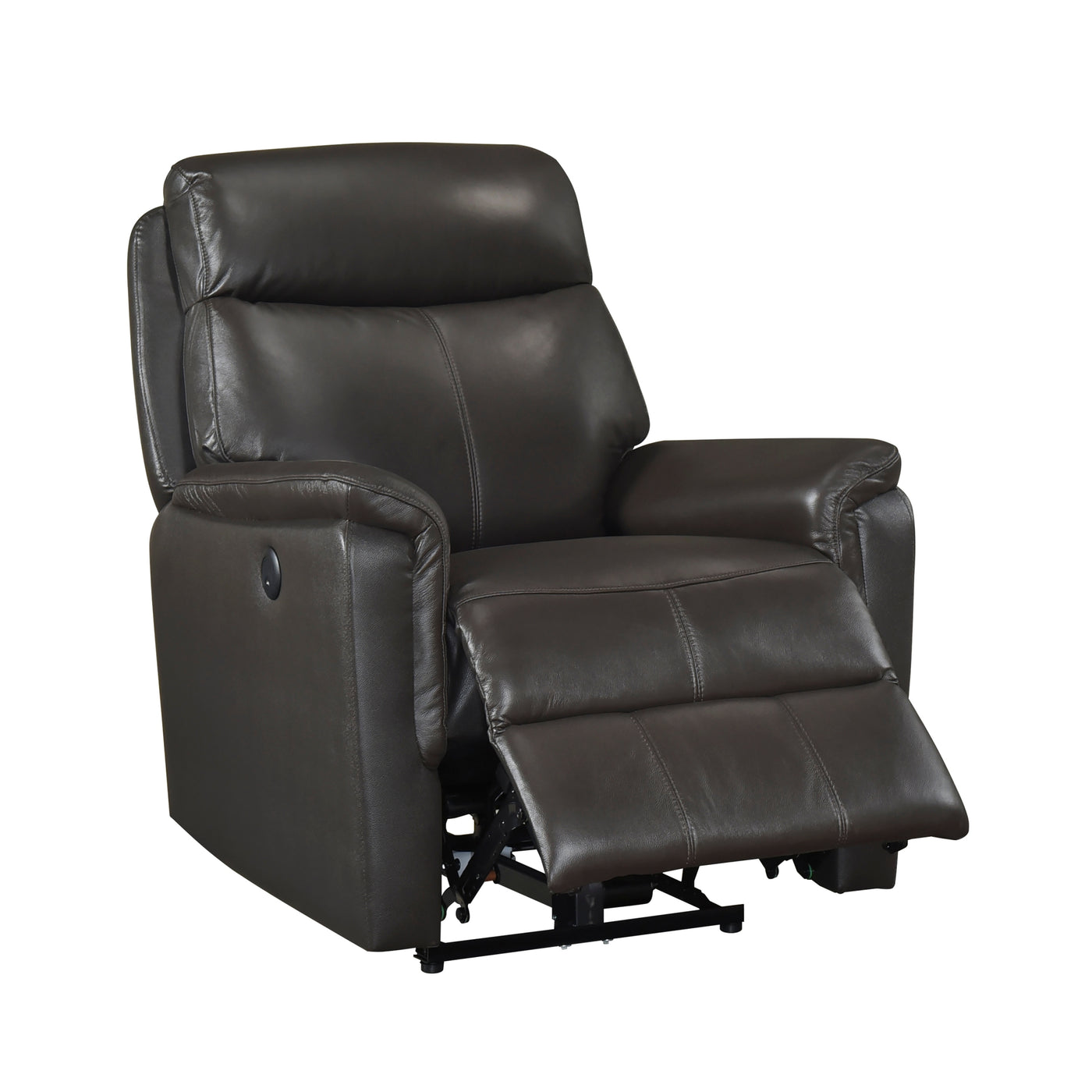Dark Brown Top Grain Leather Power Recliner with Charging