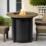 30" Propane Gas Fire Pit Table, 50000 BTU Round Steel Fire Pit
