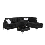 Modern L-Shaped Sectional Sofa with Storage Ottoman, 102" x 76