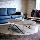 Oval Coffee Table - Industrial - Weathered Gray Oak & Metal