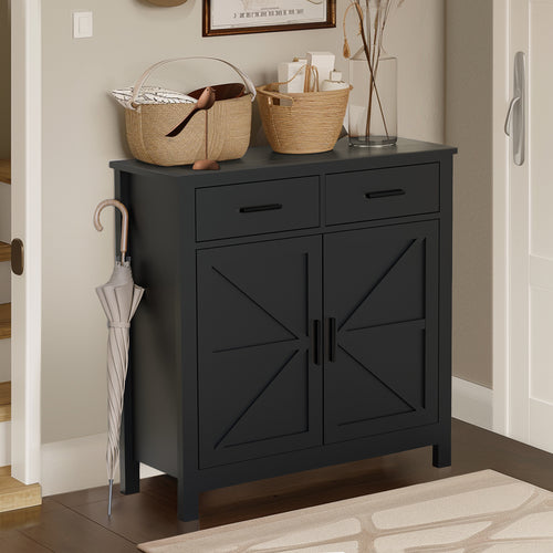 Black Modern Farmhouse Kitchen Storage Cabinet Buffet Sideboard