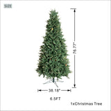 6.5 FT Slim Realistic PE/PVC Hybrid Christmas Tree, 38.18' Artificial Xmas Tree