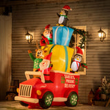 Outsunny 9ft Christmas Inflatables Outdoor Decorations Santa Claus Drives a Gift